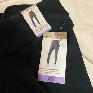 NWT XS Mondetta Ladies’ Women’s High Waist Active Black Mesh Panel Leggings Activewear Sportswear thumbnail 8
