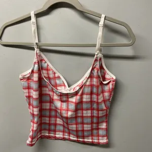 Unbranded Womens Camisole Red Blue Plaid V-Neck Lace Trim Size Medium thumbnail 3