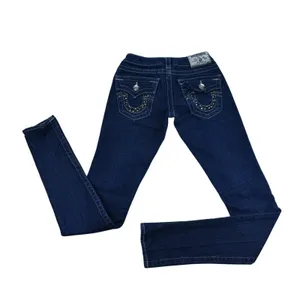 True Religion Julie Skinny Jeans Dark Wash Studded Pockets Low Rise Womens 25x33 thumbnail 2