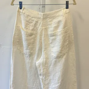 Massimo Dutti 100% Linen High Waisted Barell Leg Relaxed Pants Size 2 White thumbnail 5
