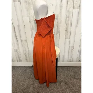 SHEIN Curve Rust Orange Off the Shoulder Maxi Dress Womens Plus Size 0XL Smocked thumbnail 5