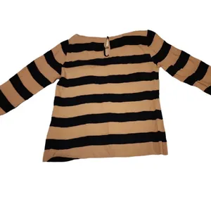 J.Crew Striped Top Long Sleeve‎ Crew Neck Casual Blouse Black Tan Size 2 thumbnail 2