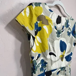 Boden Beige & Yellow Floral Short Sleeve Sheath Dress 8 Long thumbnail 7