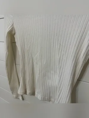 SheIn White ribbed long sleeve top thumbnail 2