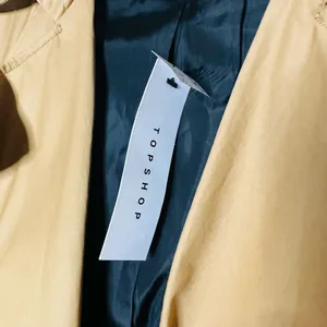 NWT Top Shop Tan Black Button Front Pockets Long Trench Coat Lightweight Size 2 thumbnail 10