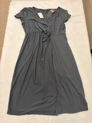 NWT Oh Baby by Motherhood Charcoal Grey Maternity Dress - Large thumbnail 1