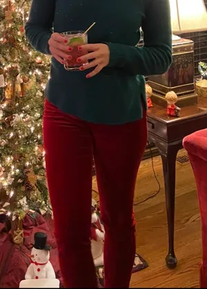 Anthropologie Red Crush Velvet Pants thumbnail 1