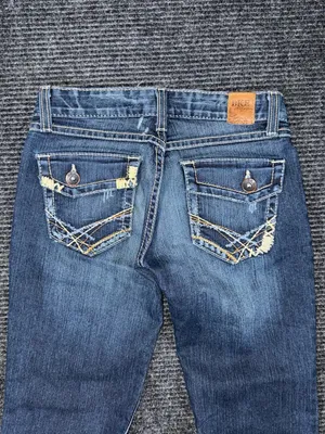 Vintage Y2K Buckle BKE Sabrina Low Rise Flare Jeans Sz 26 x 32.5 Dark Distressed thumbnail 6