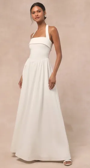 Lulus Telia white halter basque dress thumbnail 1