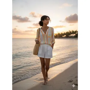 Title: Zac & Rachel XL Pastel Watercolor Stripe Button Down Shirt Roll Tab Sleev thumbnail 3