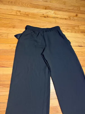 NWOT Max Studio Edit Wide-Leg Drawstring waist flap pockets Black Pocket Pants Sz M Relaxed wide-leg thumbnail 6