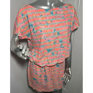 Lilly Pulitzer Cotton Carmine Dress Make a Splash Striped Floral Womens Medium thumbnail 7