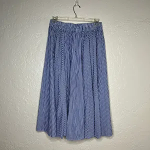 J.Crew Blue White Striped Midi Skirt Elastic Waist Cotton Blend Size M thumbnail 2