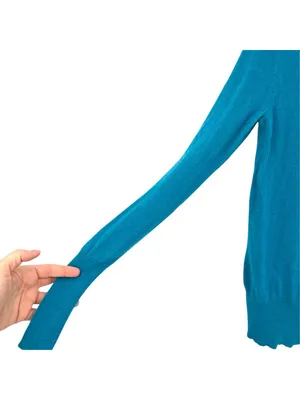 Halogen Teal 100% Cashmere V-Neck Sweater Long Sleeve Size Small thumbnail 4