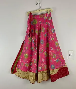 Reversible Maxi Wrap Skirt BIN277 Pink thumbnail 1
