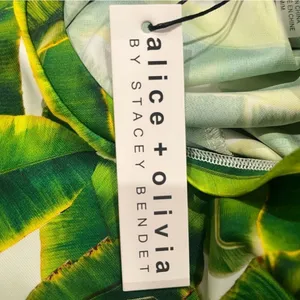 NWT alice + olivia Cindy Classic Cropped Crop T-Shirt Tee Shirt Sun Palm Green M thumbnail 4
