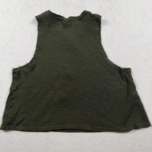 Aerie Waffle Knit Cropped Henley Tank Top Green Sleeveless Size Small thumbnail 3