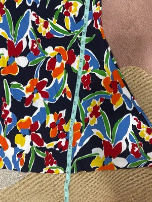 Ralph Lauren Floral Wrap-Style Navy Dress with Fluted Sleeves thumbnail 7