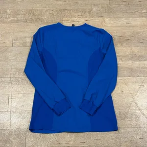 Elle Snap Front Warm Up Scrubs Jacket Blue Size Small thumbnail 6