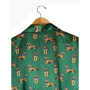Ekouaer Satin Pajama Set Women XL Green Tiger Print Shorts Set Loungewear thumbnail 6