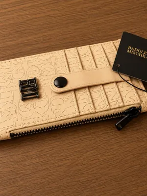 Badgley Mischka Beige Monogram Card Holder Zip Wallet NWT thumbnail 2