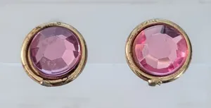 Vintage Clip On Earrings Pink & Gold Tone - Condition Issues thumbnail 1
