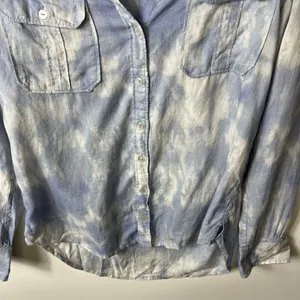Abercrombie & fitch‎ linen boyfriend button up top blue tie dye women’s size S thumbnail 4