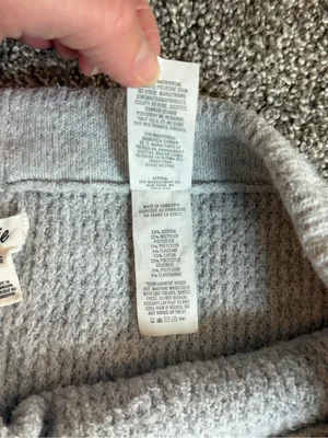 Aerie Gray Waffle Knit Wide Leg Lounge Pants Drawstring Size Small thumbnail 4