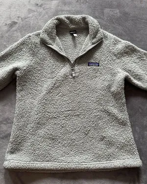 Patagonia Women's Grey Half Zip Jacket Coat Fuzzy Sherpa Size Medium‎ thumbnail 1