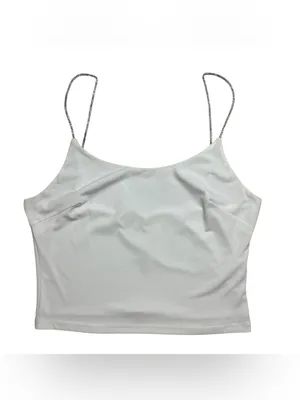 I Joah White Rhinestone Strap Crop Cami Top Size L NWT Y2K Party thumbnail 3