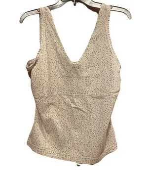 Woolrich women’s tank stone color with tiny design circles of blue shades size M thumbnail 1
