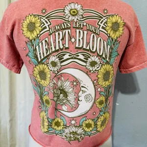 Tree Hugger Nation Moon Star Graphic‎ Cropped T Shirt Coral Pink Boho Size S thumbnail 6