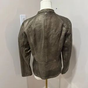 V Cristina Faux Leather‎ Bronze Gold Jacket Medium thumbnail 3