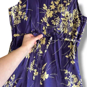 Jonathan Martin Studio 100%‎ Silk Purple Gold Floral Embroidered Midi Dress Sz 8 thumbnail 7