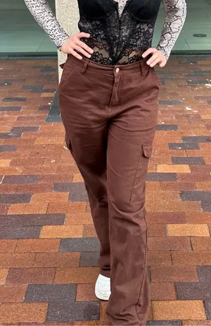 Primark Denim Co Brown Cargo Style Straight Leg Pants thumbnail 1