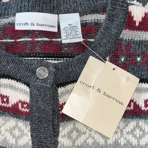 Croft & Barrow NWT Size XL Snowman Button Wool Blend Christmas Sweater Cardigan thumbnail 6