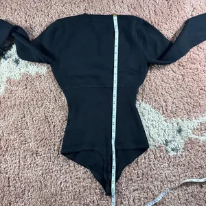Abercrombie & Fitch Ribbed Knit Thong Bodysuit Long Sleeve Women's Size M Black thumbnail 9