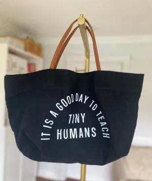 Teacher Canvas Tote Bag Handles Classroom Back To School Carry Gift Boho Present thumbnail 1
