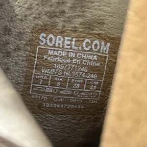 Sorel Nadia Ankle Booties Womens 7 Stacked Block Heel Peep Toe Leather Beige thumbnail 10