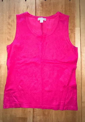 Laura Ashley Womens Hot Pink Rayon Blend Knit Sleeveless Shell Top Size Small‎ thumbnail 1