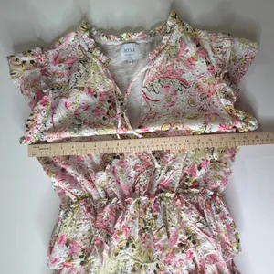 MISA Iliana Ruffled Eyelet Mini Dress Medium Pink Floral Tiered Coquette Cottage thumbnail 11