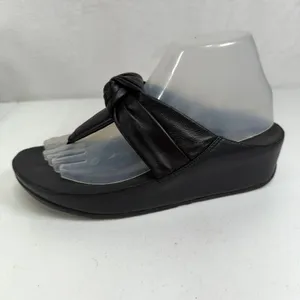 FitFlop 7.5 Twiss II Knotstrap All Black Wedge Platform Microwobbleboard FJ2-090 thumbnail 6