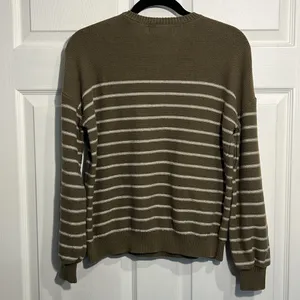 Marled Women's Striped Brown and Ivory Knit Sweater Size Large. thumbnail 6