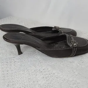 Bally slip on brown leather kitten heels sz 5.5 thumbnail 5