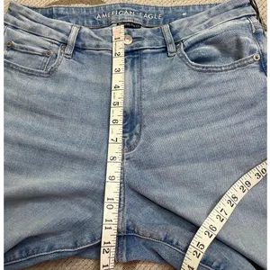 American Eagle Curvy Super High Rise Flare Jeans Stretch Slit Hem Size 10 thumbnail 6