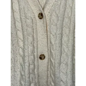 Abercrombie & Fitch Cream Cable Knit Button Front V-Neck Cardigan Sweater Size S thumbnail 5