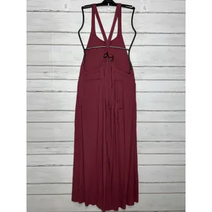 Free People FP Beach Jumpsuit Overalls Small Mauve Ribbed Linen Blend thumbnail 4