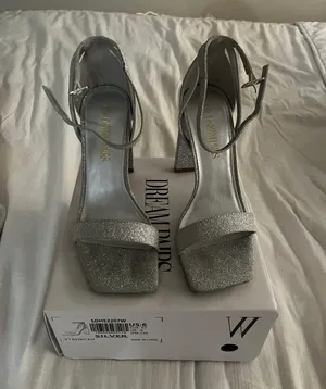 Silver Sparkly High Heels Size 6 thumbnail 3