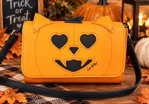 Betsey Johnson cat pumpkin cross body shoulder bag purse Halloween / spooky thumbnail 1