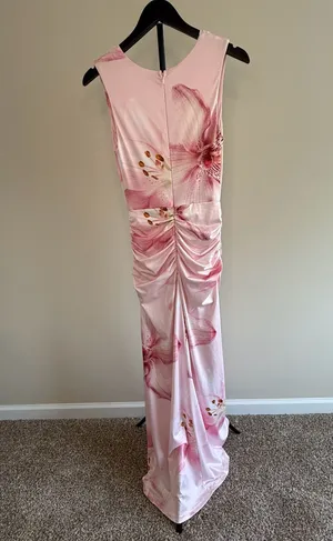 One and Only‎ Collective Pink Floral Cowl Neck Ruched Maxi Dress-S thumbnail 3